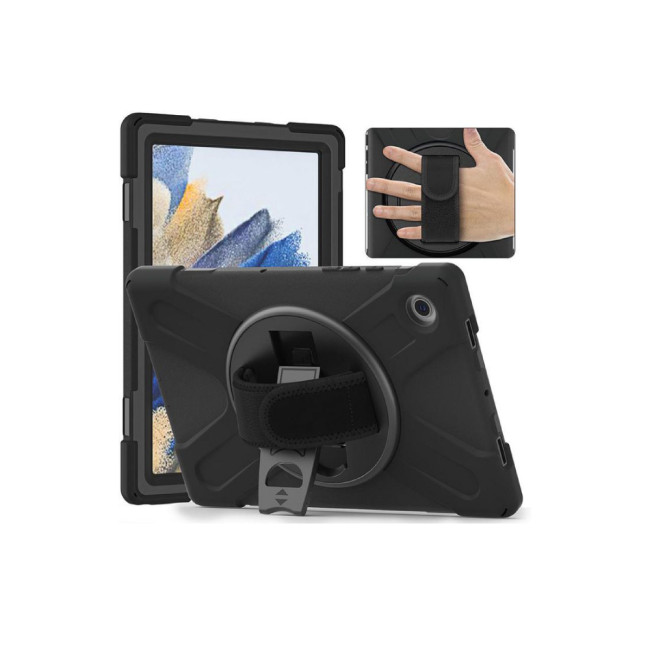 eSTUFF AUSTIN Defender Case with Hand Strap for Samsung Galaxy Tab A8 10.5 - Black