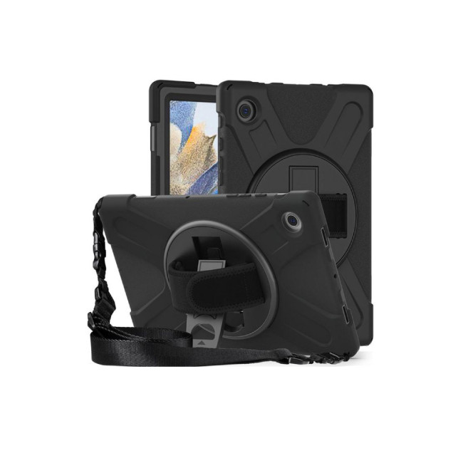 eSTUFF AUSTIN Defender Case with Hand Strap for Samsung Galaxy Tab A8 10.5 - Black