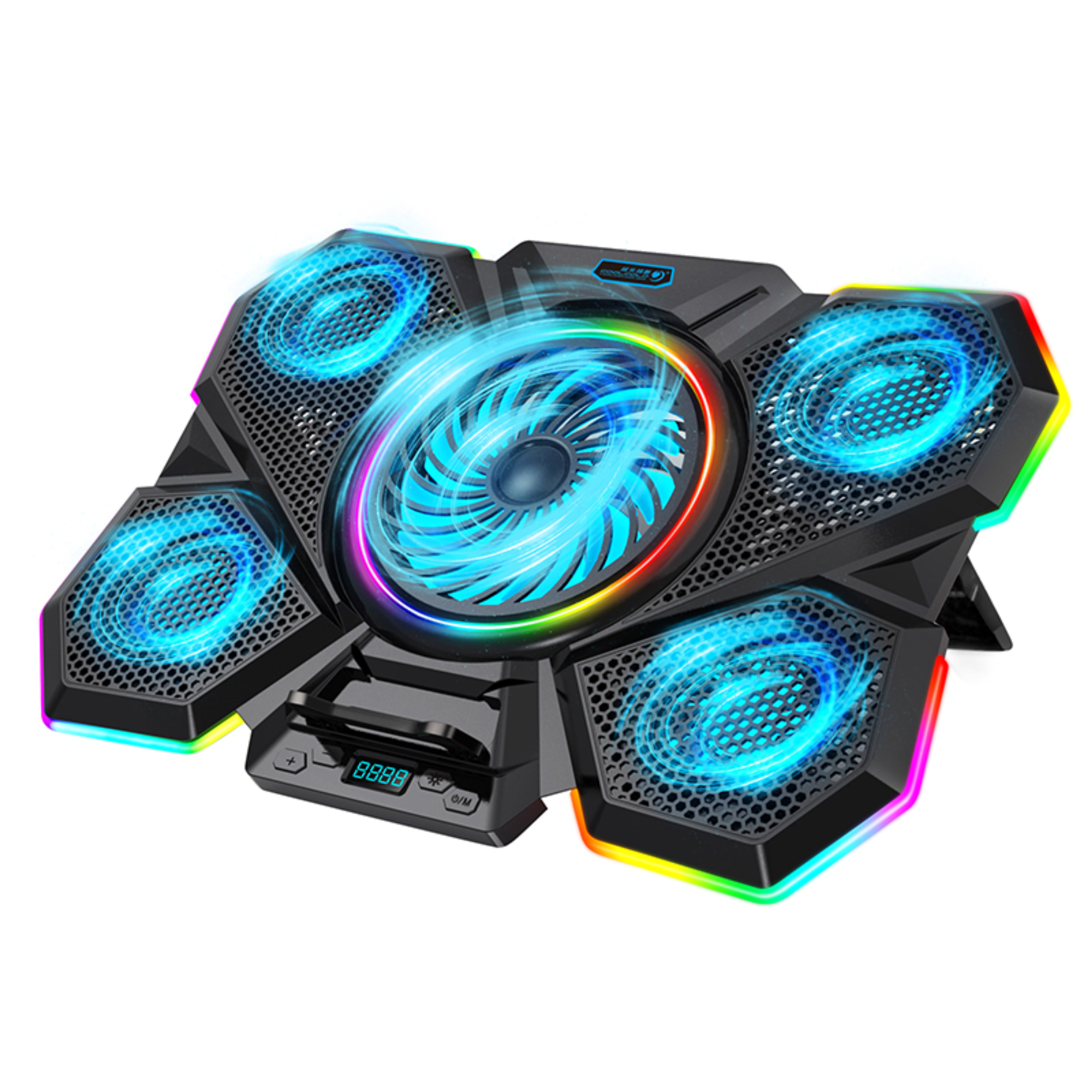 CUBE F13 5-Fans Cooling Pad With LED Screen For Up to 17" Laptops