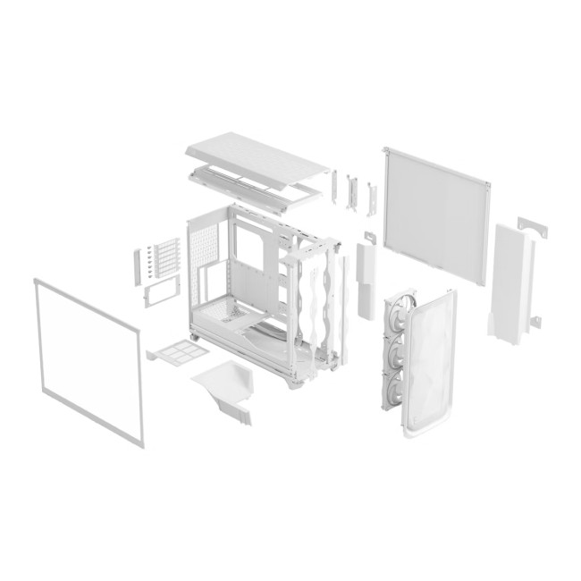 Fractal Design Meshify 3 XL Full Tower Gaming PC Case - White RGB TG Clear Tint