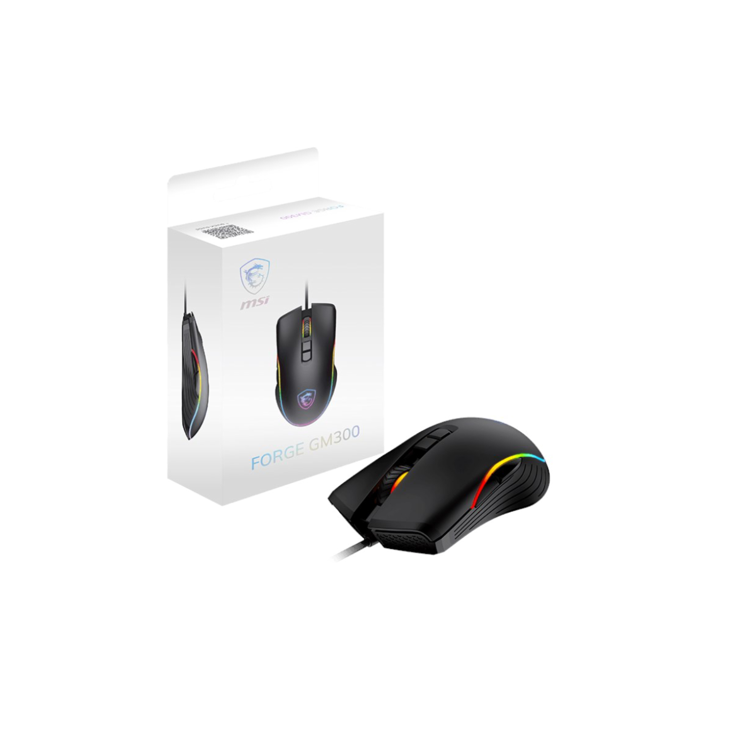 New Open Box MSI Forge GM300 7200 DPI Wired RGB Optical Gaming Mouse - Black