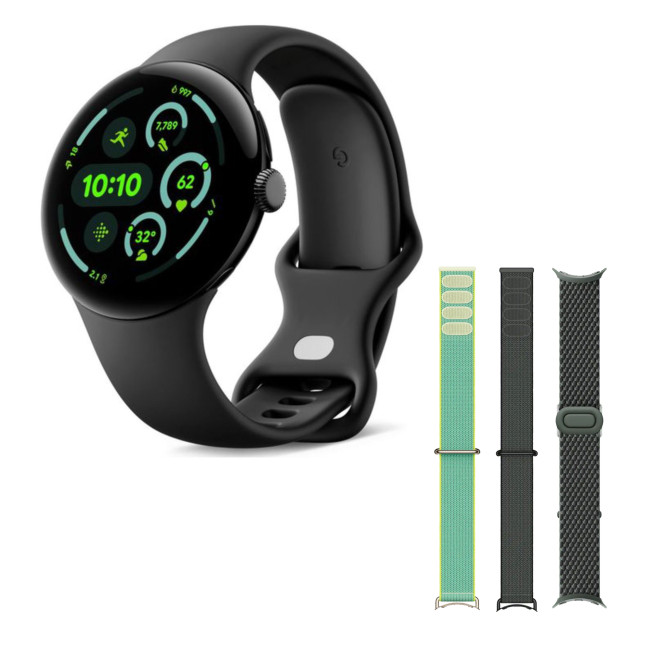 Google Pixel Watch 3 45mm Qualcomm Cortex M33 32GB Wifi Black Smartwatch with Additional Bands Bundle