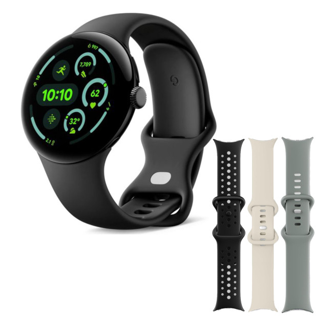Google Pixel Watch 3 45mm Qualcomm Cortex M33 32GB Wifi Black Smartwatch with Additional Bands Bundle