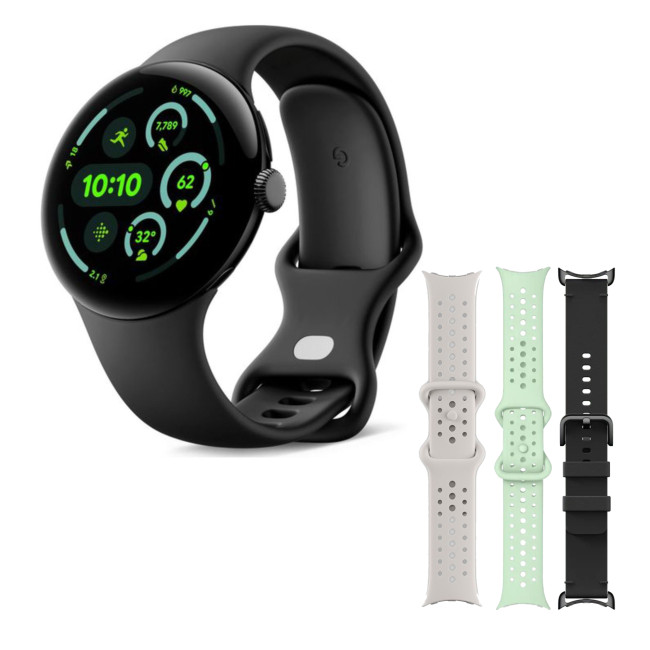 Google Pixel Watch 3 45mm Qualcomm Cortex M33 32GB Wifi Black Smartwatch with Additional Bands Bundle