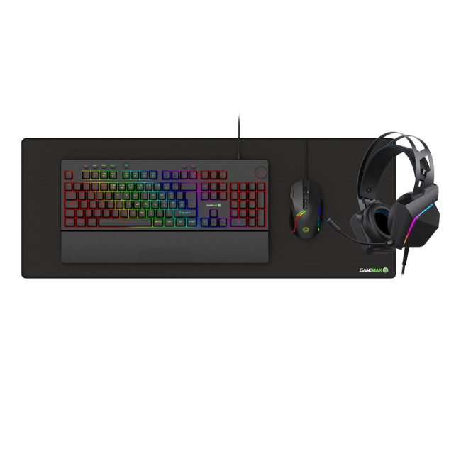 GameMax Pulse 4-in-1 Pro Keyboard Mouse Headset Mouse Pad Combo Kit