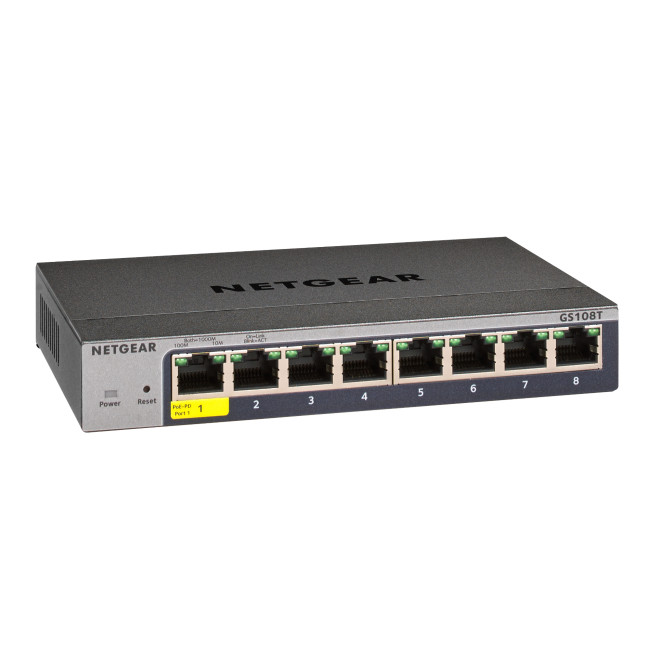 NETGEAR GS108T-300 Managed Gigabit Ethernet 8 Ports Network Switch - Grey