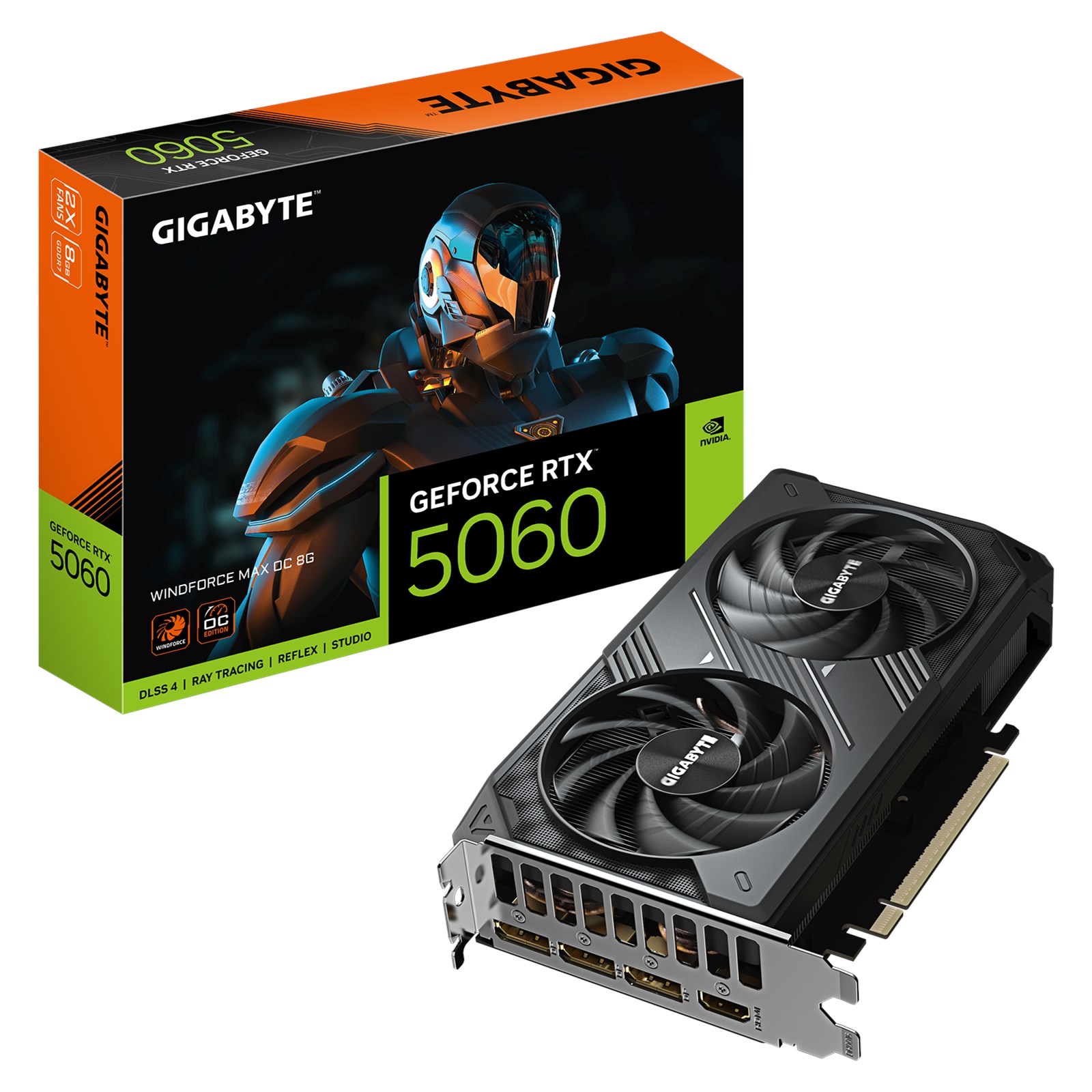 Gigabyte Black Geforce Rtx 5060 Windforce Max Oc 8Gb Gddr7 Graphics Card