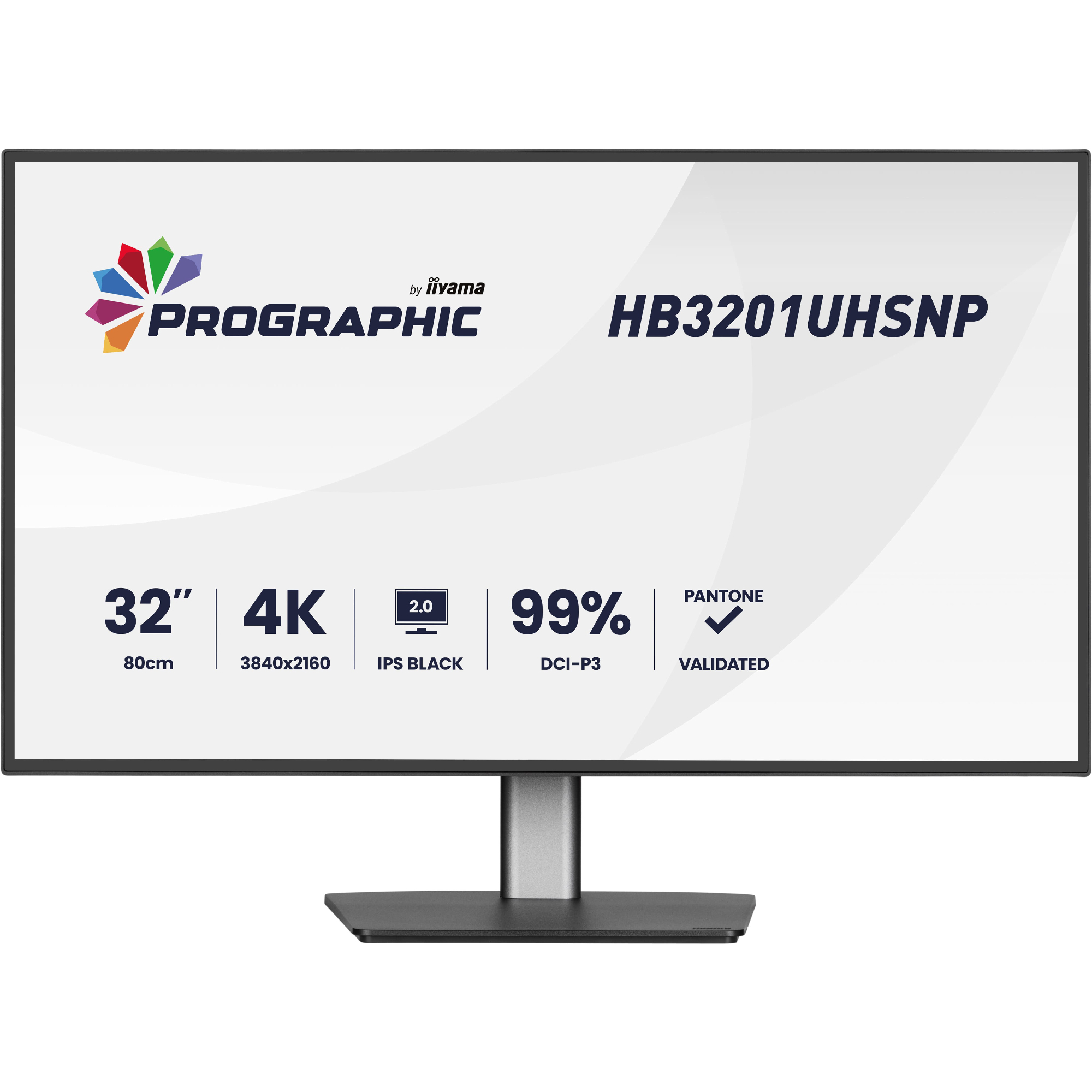 iiyama ProGraphic HB3201UHSNP-B1 31.5" 4K Ultra HD IPS Black 60Hz 4ms USB-C Height Adjustable Monitor with Speakers - Matte Black