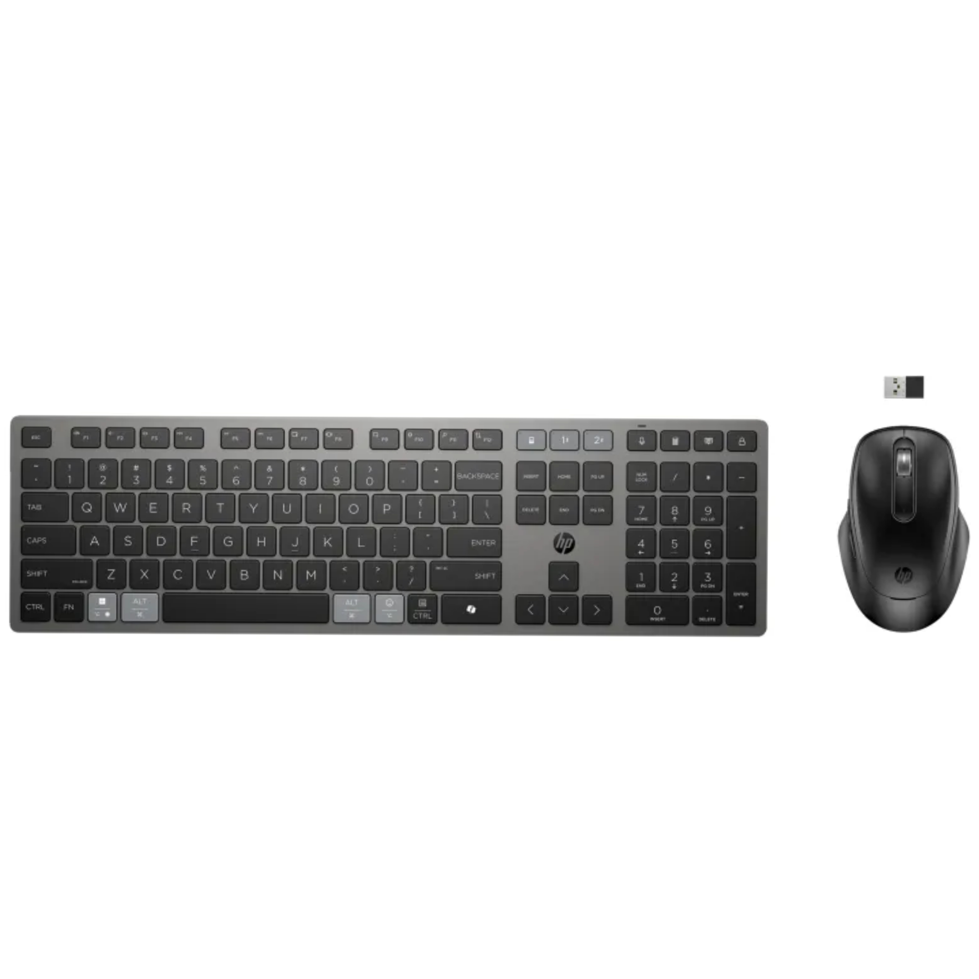 HP 725 Multi-Device Full-size Wireless Keyboard and Mouse Set - Black