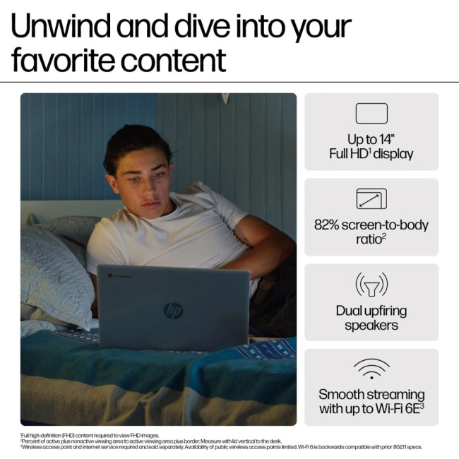 Refurbished HP ChromeBook 14a-nf0002sa Intel N100 4GB RAM 128GB UFS 14" ChromeOS Laptop