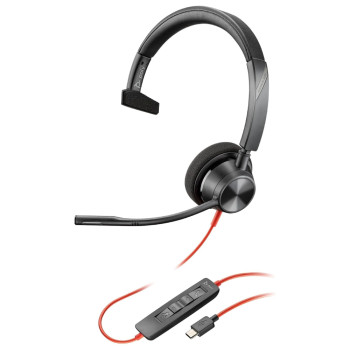 Refurbished HP Poly Blackwire 3310-M On-Ear USB-C Wired Headset Certified for Microsoft Teams