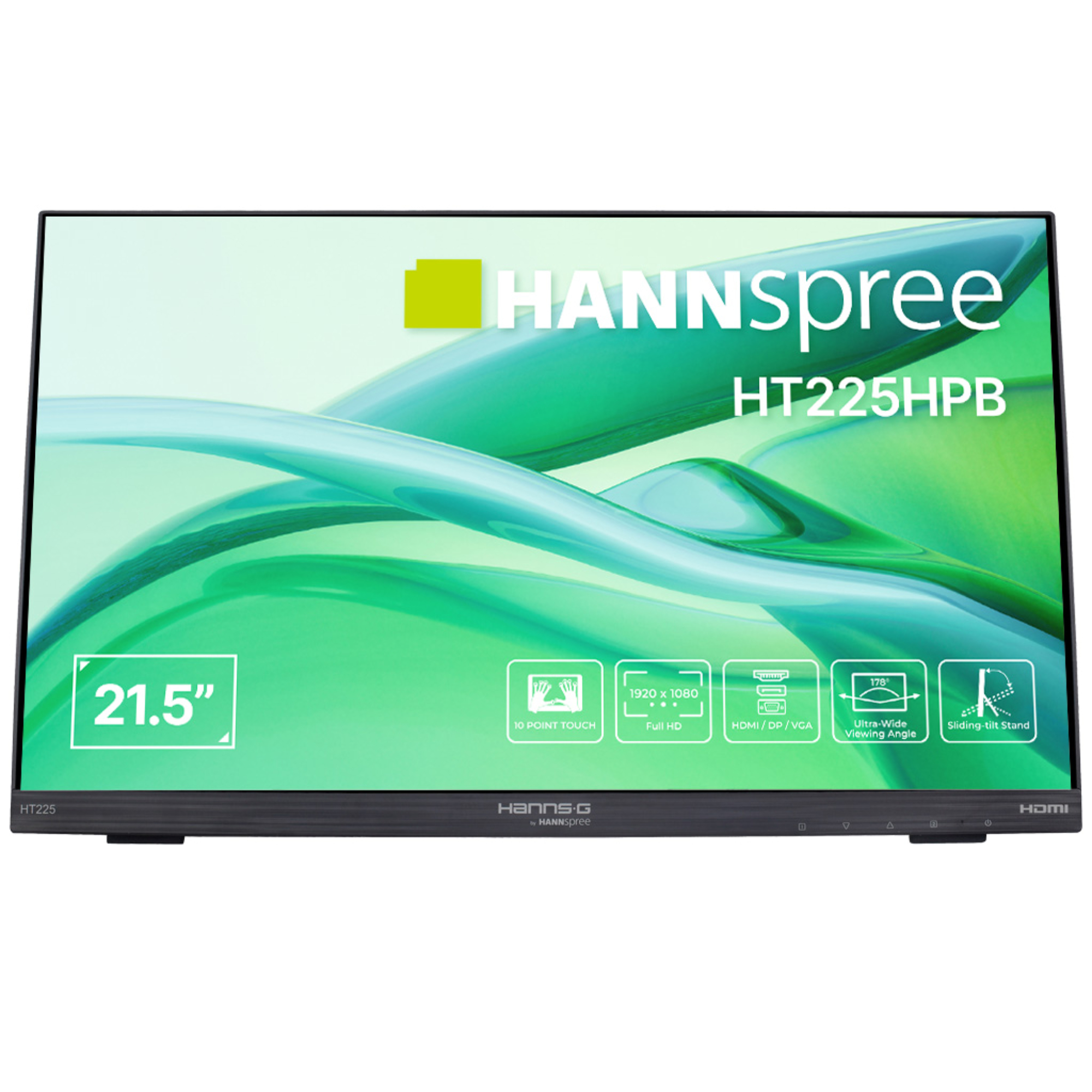 HANNspree HT225HPB 21.5" Full HD ADS Smart Adjustable Stand 10-Point TouchScreen Monitor with Speakers