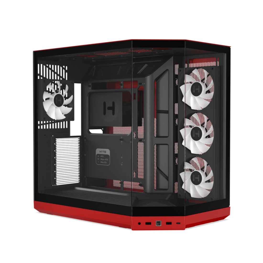 HYTE Y50 RGB Panoramic Tempered Glass Mid-Tower ATX Gaming PC Case - Black Cherry