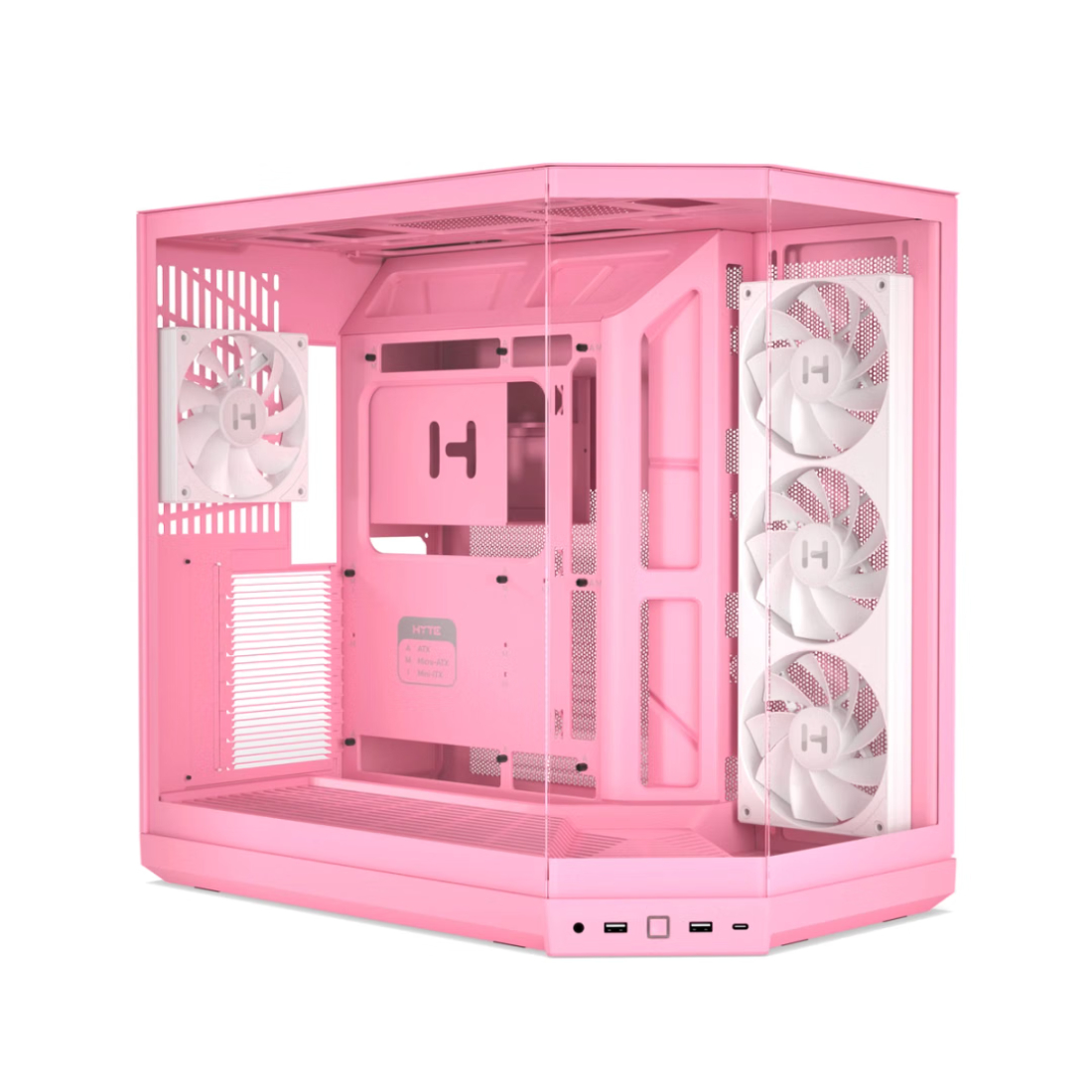 HYTE Y50 RGB Panoramic Tempered Glass Mid-Tower ATX Gaming PC Case - Strawberry Milk