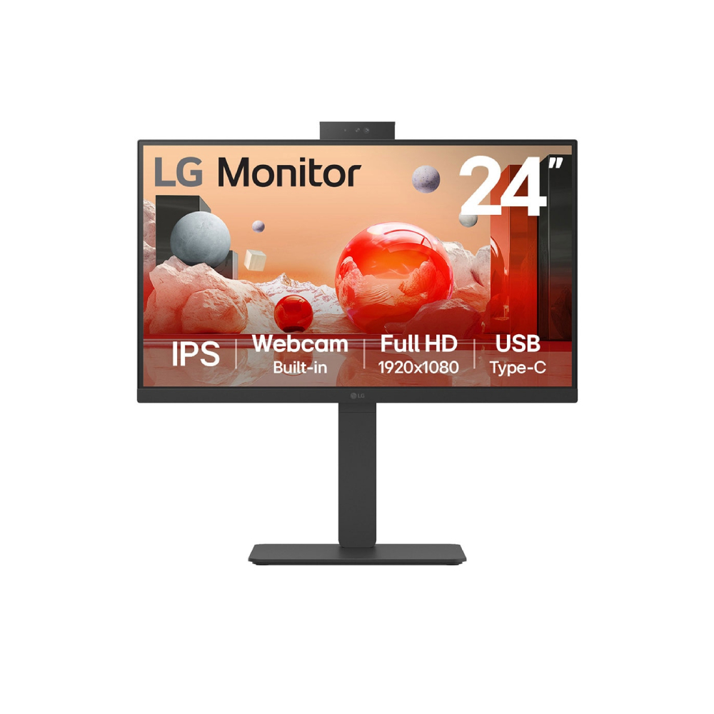 Refurbished LG 24BA850-B 23.8" IPS Full HD 100Hz USB-C Height Adjustable Monitor with Speakers and WebCam