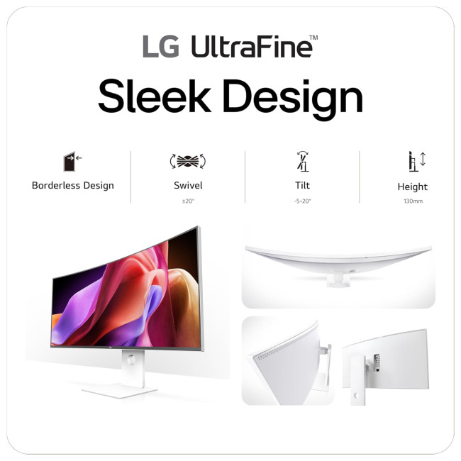 LG 40U990A-W 40" IPS Curved Ultrawide 5K2K Thunderbolt Height adjustable Monitor with Speakers