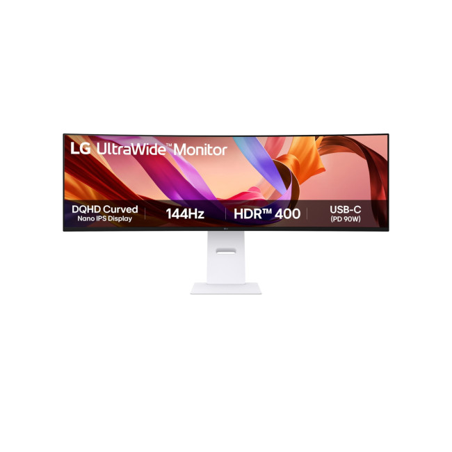 LG 49U950A-W 49" Ultrawide Curved IPS Dual Quad HD 144Hz USB-C Height Adjustable Monitor with Speakers