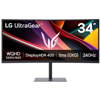LG UltraGear G6 34" WQHD 240Hz 1ms USB-C Height Adjustable Curved Gaming Monitor with Speakers