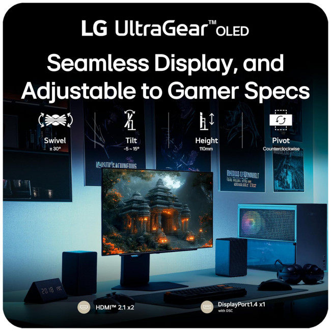 LG UltraGear 27GX700A-B 27" OLED Quad HD 280Hz 0.03ms Freesync Premium Pro Gaming Monitor