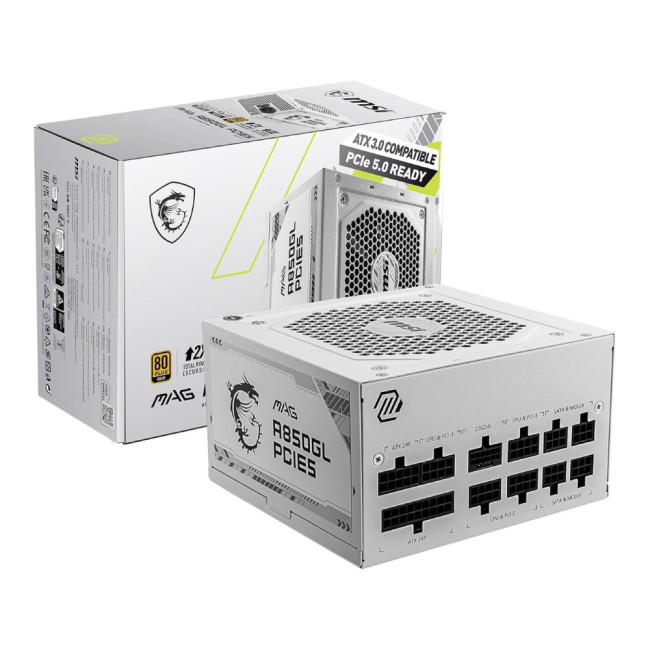MSI MAG A850GL 850W ATX 3.0 Full Modular 80+ Gold PCIe 5.0 Compact Power Supply