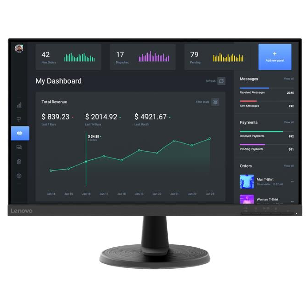 Refurbished Lenovo D24-40 23.8" Full HD VA LED HDMI FreeSync Flat Monitor