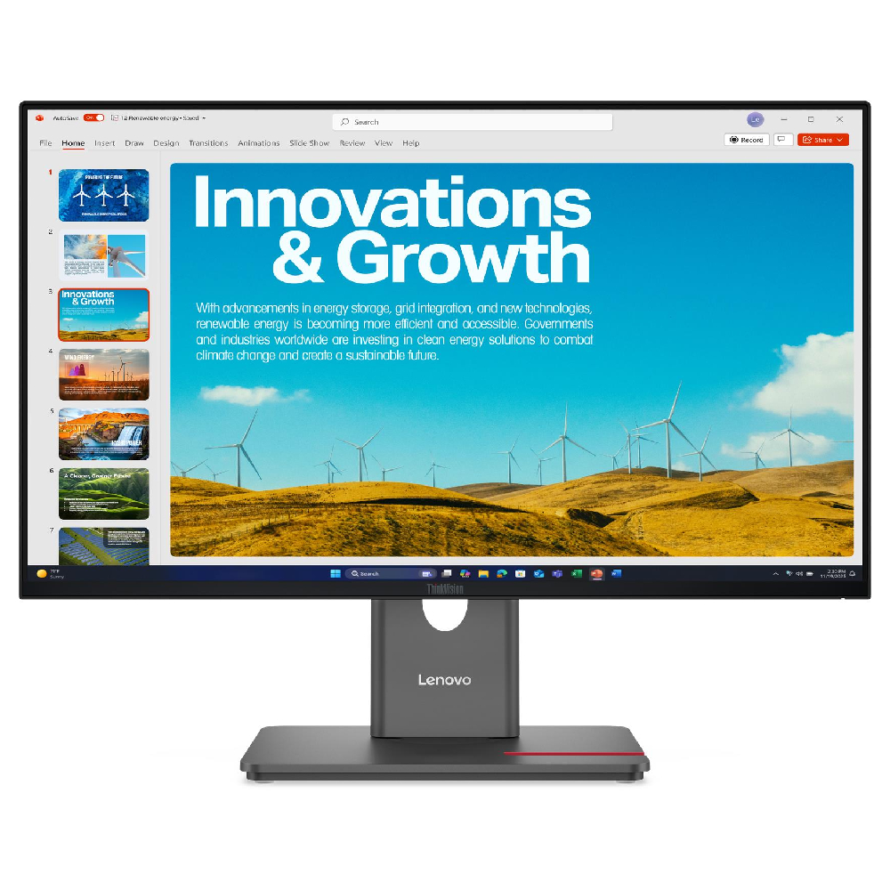 Refurbished Lenovo ThinkVision P24QD-40 23.8" IPS Quad HD 120Hz 4ms DisplayPort HDMI Height Adjustable Monitor