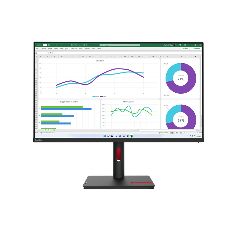Refurbished Lenovo ThinkVision T32h-30 31.5" Quad HD IPS DisplayPort HDMI Monitor