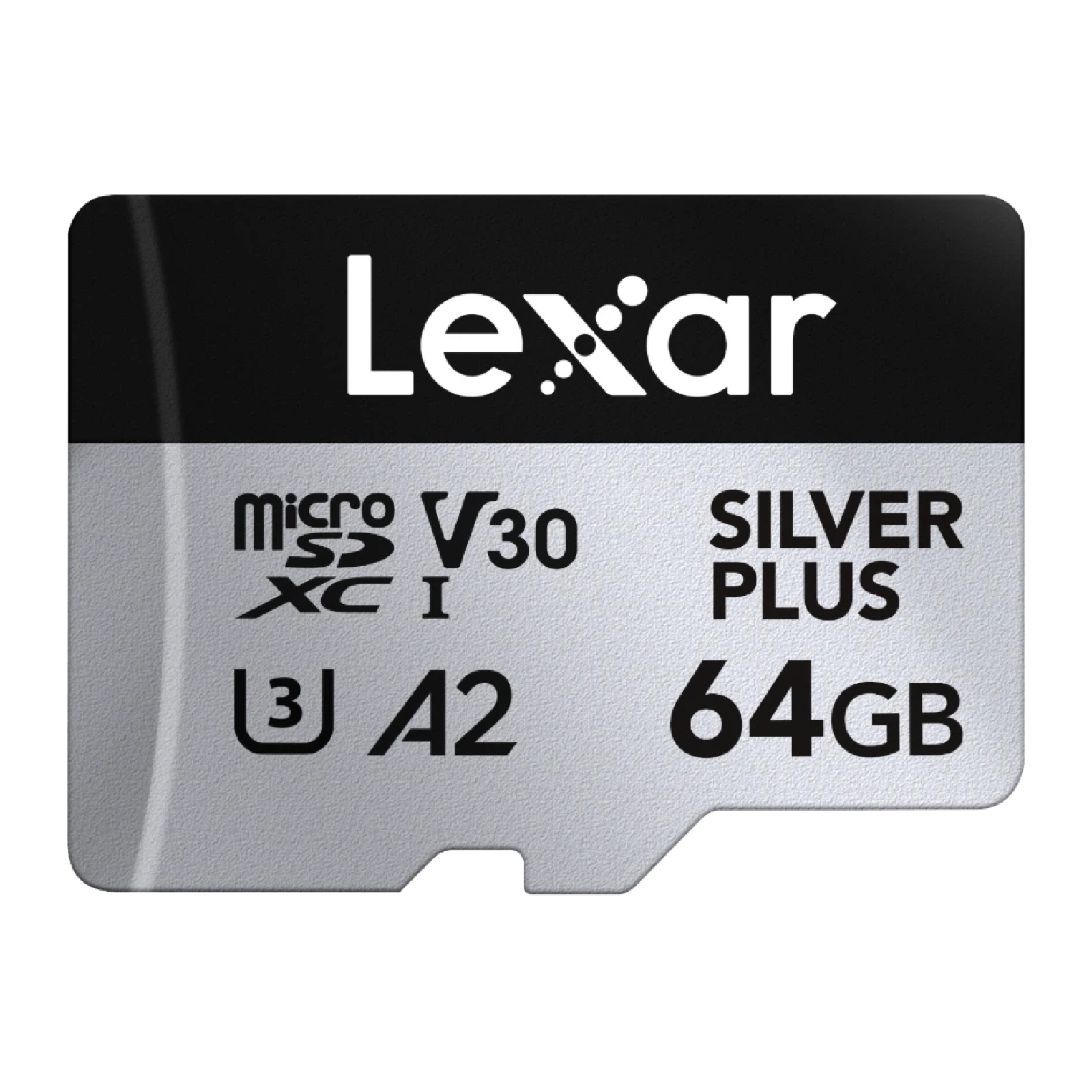 Lexar 64GB Professional Silver Plus microSDXC UHS-I, up to 205MB/s read 100MB/s write, U3 V30 A2, Black Silver Memory Card