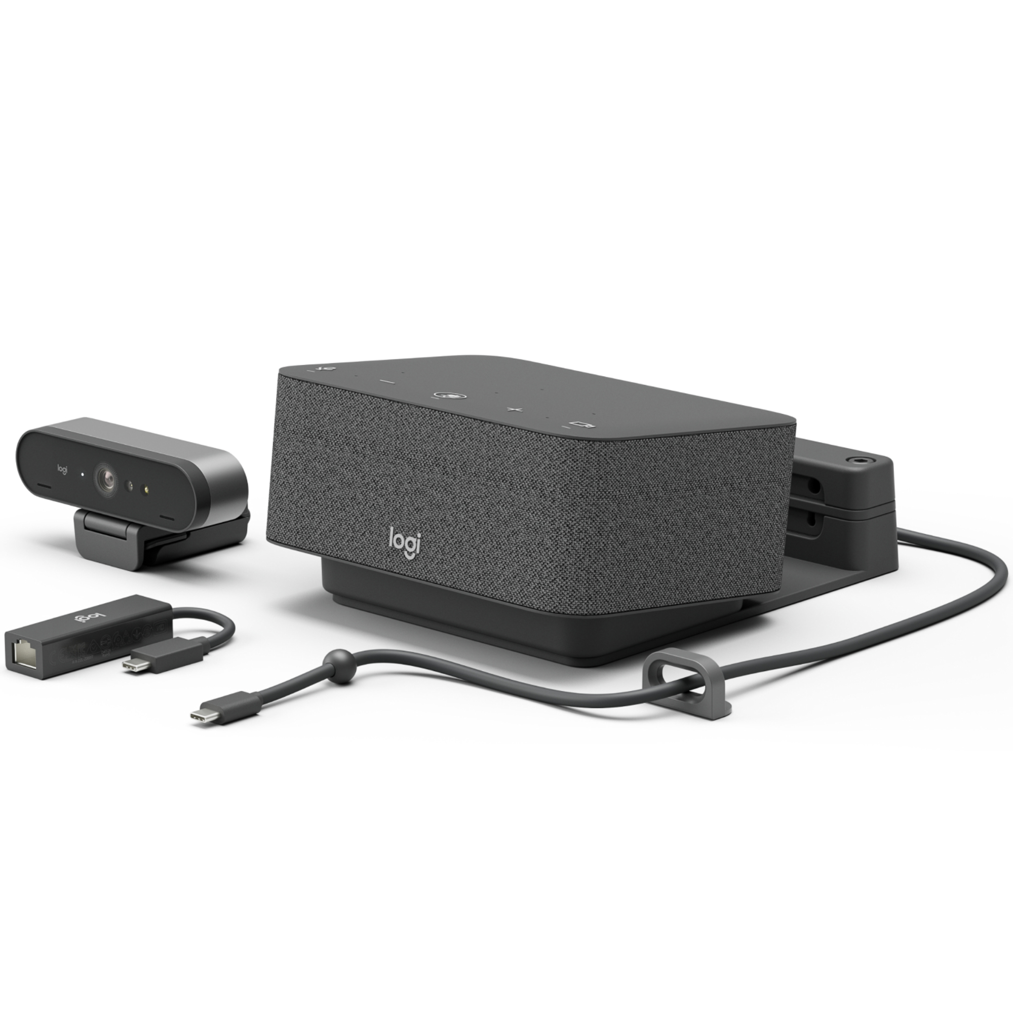 Logitech Graphite Logi Dock Focus Video Conferencing Room Kit For Microsoft Teams