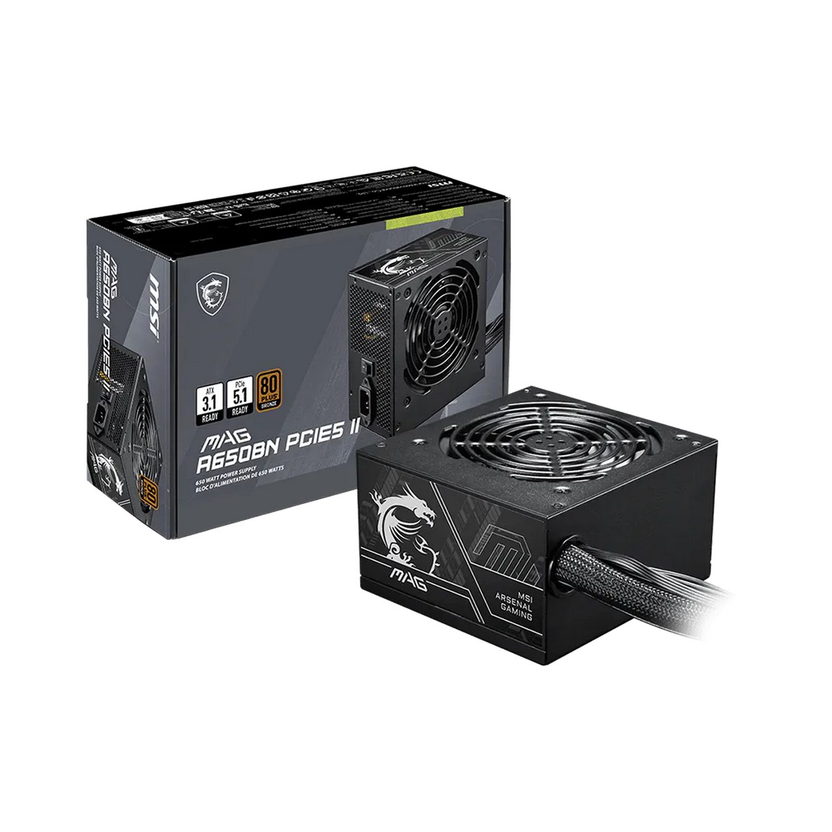 MSI MAG A650BN PCIE5 II ATX 3.1 650W 80PLUS Bronze PSU Power Supply