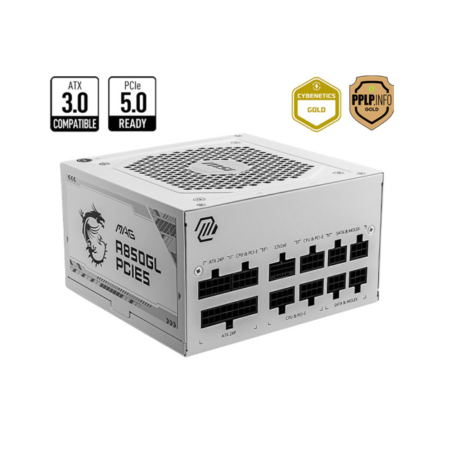 MSI MAG A850GL 850W ATX 3.0 Full Modular 80+ Gold PCIe 5.0 Compact Power Supply