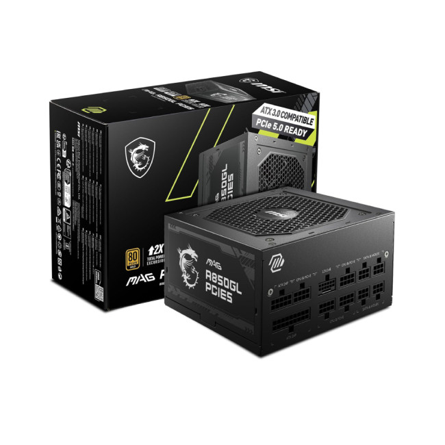 MSI MAG A850GL 850W ATX 3.0 Full Modular 80+ Gold PCIe 5.0 Compact Power Supply