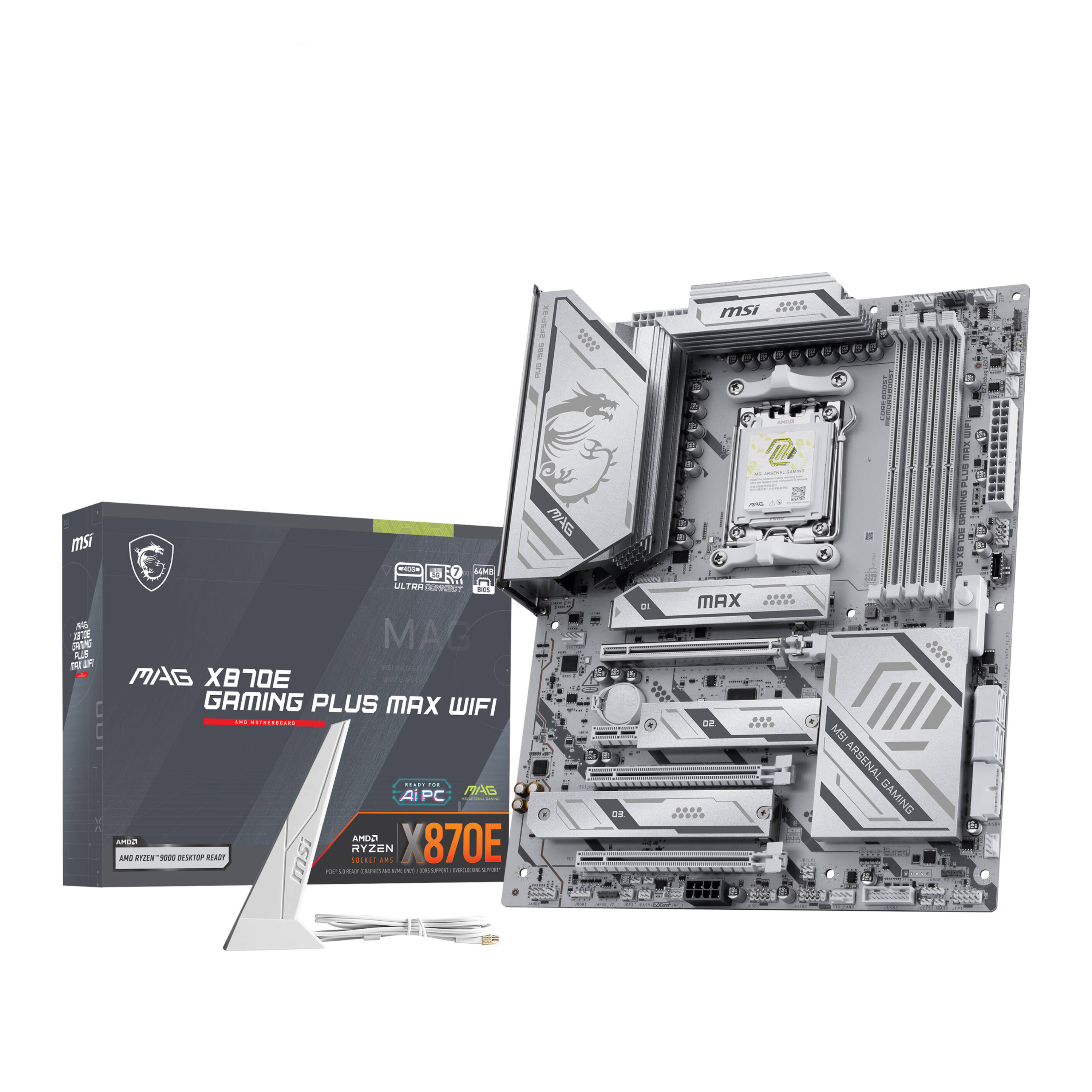 MSI MAG X870E GAMING PLUS MAX WIFI ATX Socket AM5 Motherboard - White