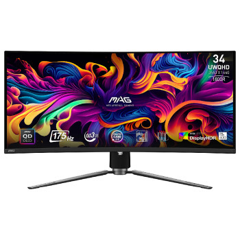 Refurbished MSI MAG 341CQP QD-OLED 34" Curved QD-OLED Ultrawide Quad HD 175Hz 0.03ms HDMI DisplayPort Height Adjustable Gaming Monitor