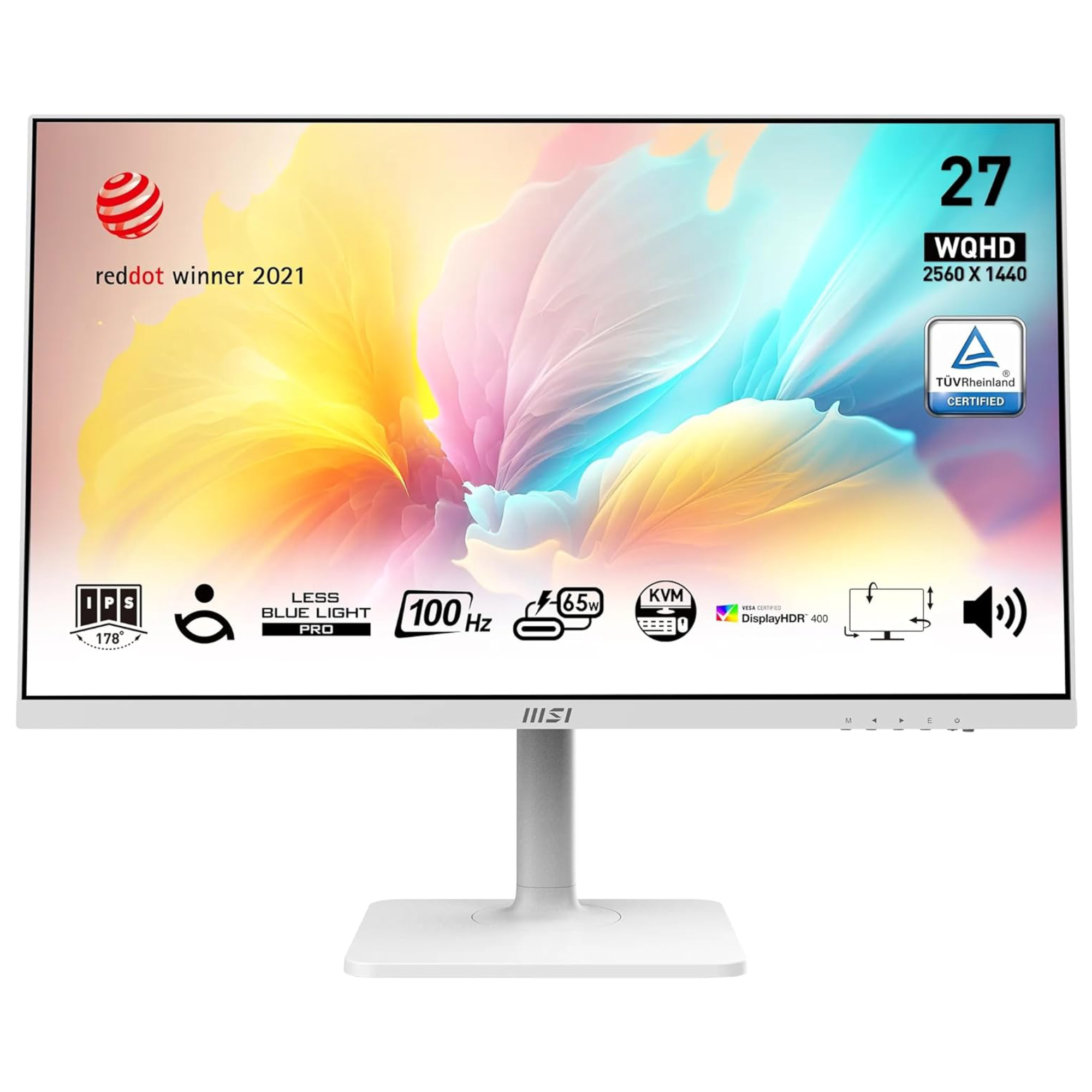 Refurbished MSI Modern MD272QXPW 27" IPS Wide-QHD 100Hz 1ms USB-C Height Adjustable Monitor with Speakers