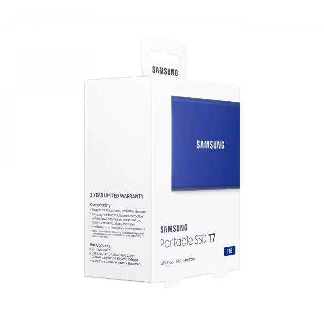 Samsung T7 1TB USB 3.2 Gen2 Type-C Portable SSD - Blue