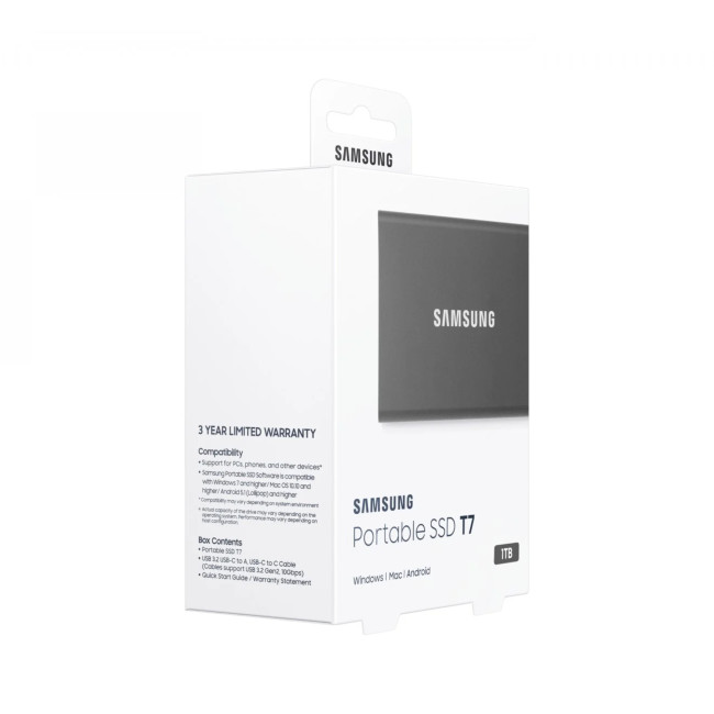 Samsung T7 1TB USB 3.2 Gen2 Type-C Portable SSD - Grey