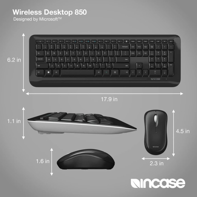 Refurbished Microsoft Wireless Desktop 850 Keyboard and Mouse Set Black - US Keyboard Layout