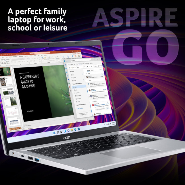 Acer Aspire Go 14 laptop AMD Ryzen 3 7320U 8GB RAM 256GB SSD 14" Windows 11 Home Laptop