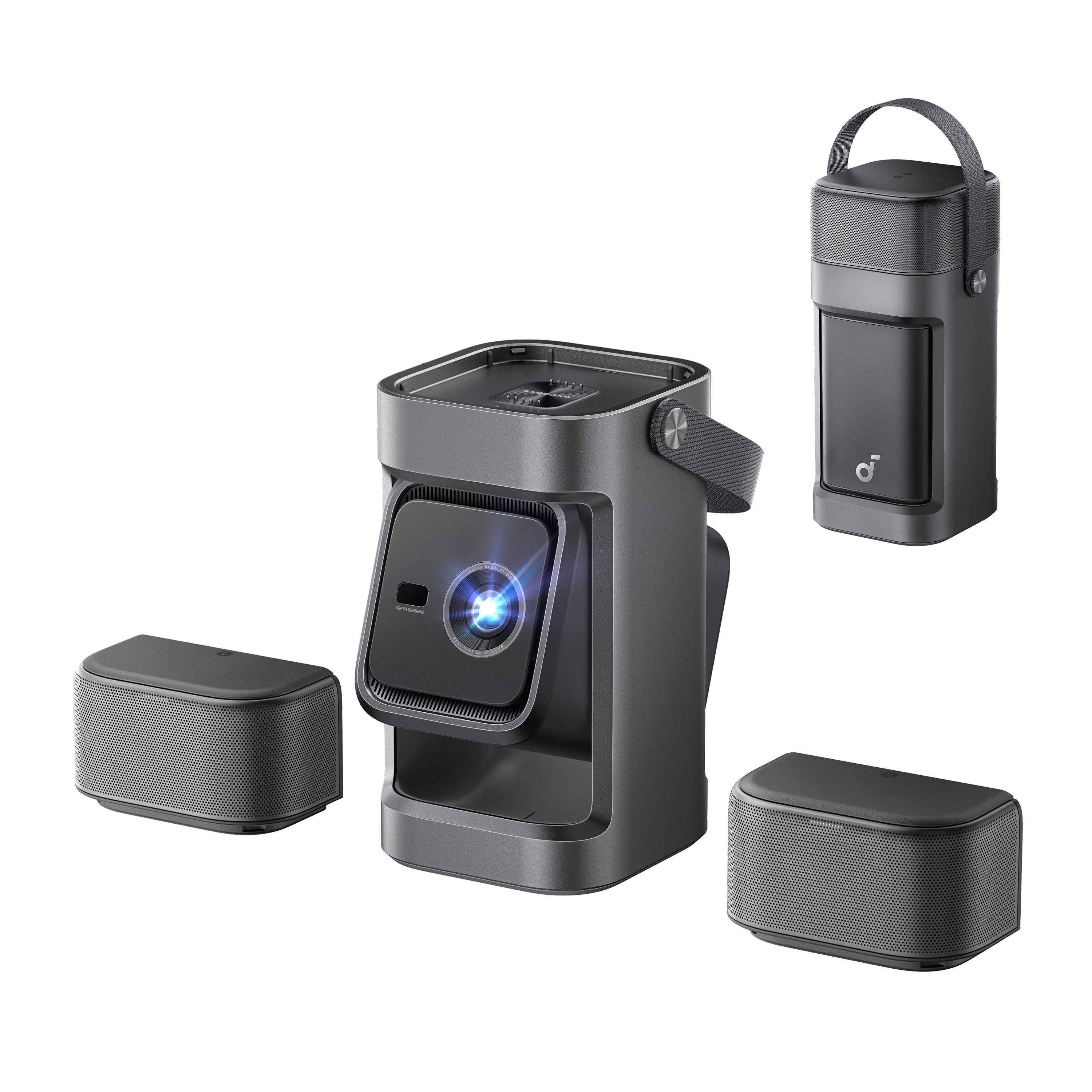 Nebula Black Soundcore D2431211 P1 Full Hd Smart Portable Projector With Detachable Speakers