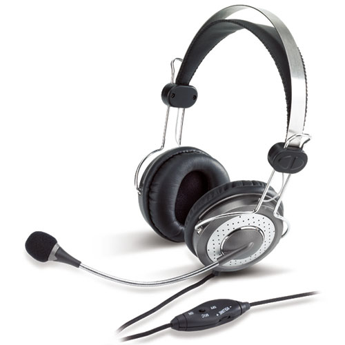 Genius HS-04SU Binaural Luxury Noise Cancelling 3.5mm Headset - Silver