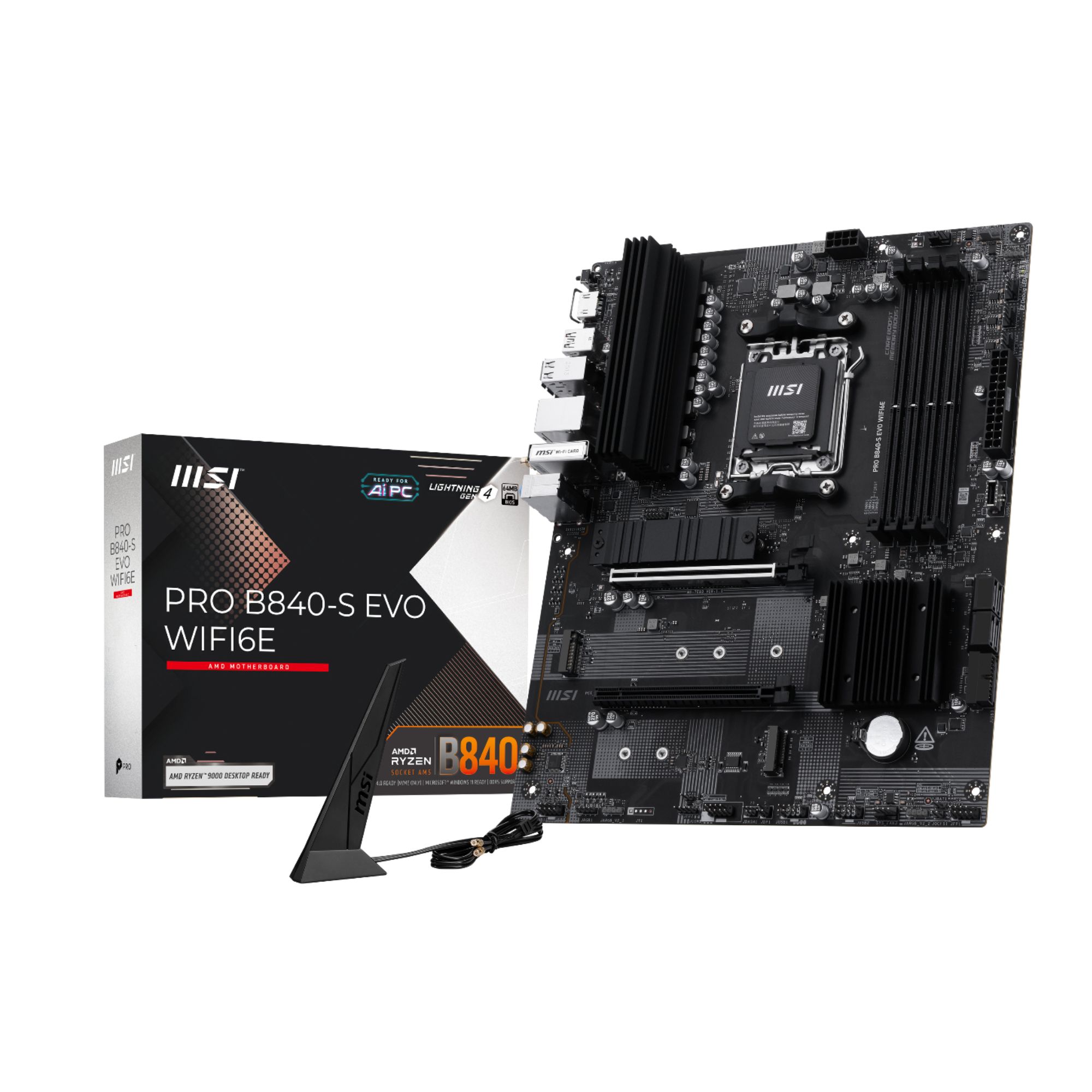 MSI PRO B840-S EVO WIFI6E AMD B840 ATX Socket AM5 Motherboard