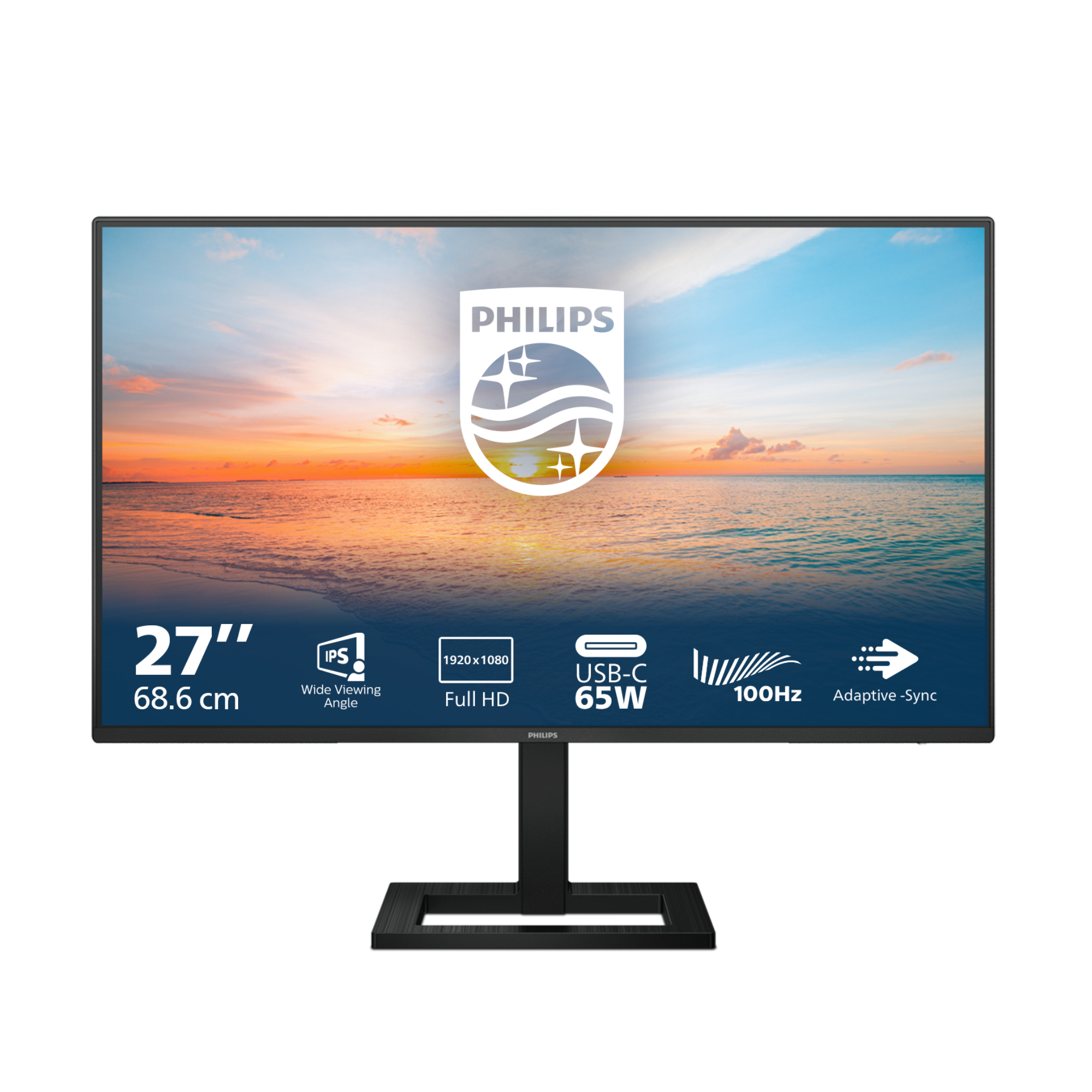 Philips Black Refurbished 27E1n1300ae 27" Full Hd 100Hz Ips Usb-C Height Adjustable Monitor With Speakers