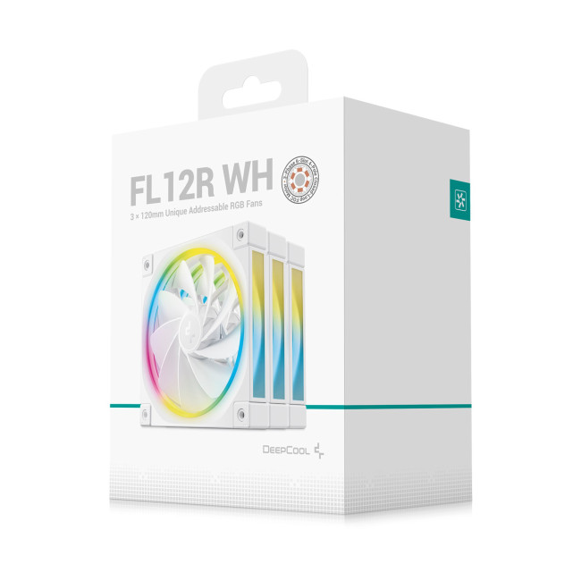 DeepCool FL12 120mm PWM Reverse PC Case Fan - White 3 Pack