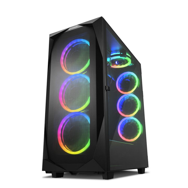 Sharkoon REV300 RGB Tempered Glass Mid Tower ATX Gaming PC Case - Black
