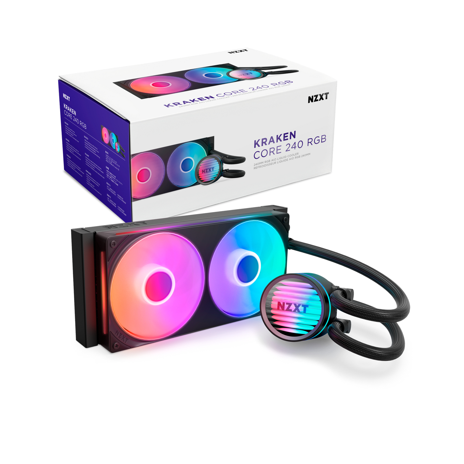 NZXT Kraken Core 240mm RGB Intel/AMD AIO Liquid CPU Cooler - Black
