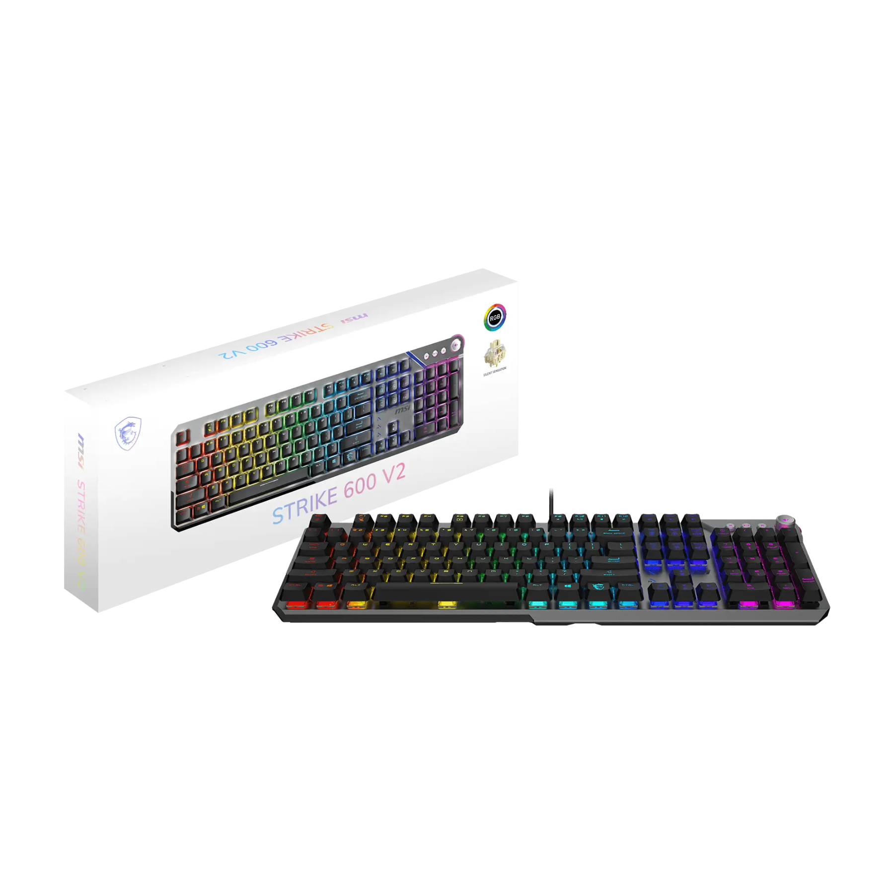 MSI STRIKE 600 V2 Silent UK English RGB Wired Mechanical Gaming Keyboard