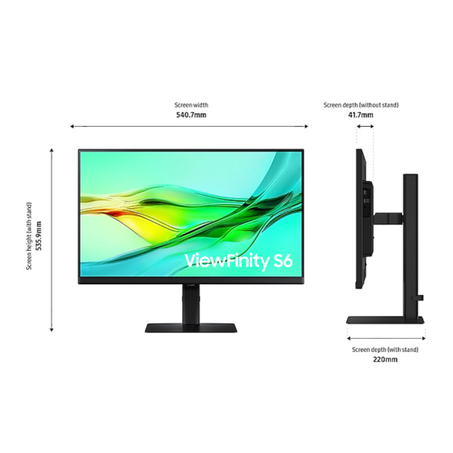Samsung ViewFinity S6 LS24D600UAUXXU 24" IPS QHD 100Hz 5ms USB-C Height Adjustable Monitor