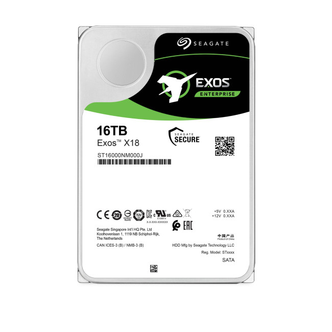 Seagate Exos X18 16TB 256MB 3.5" SATA 6GB/s 7200 RPM Enterprise Internal Hard Drive