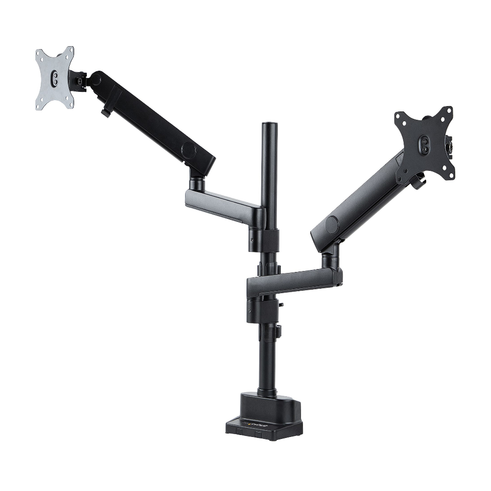 StarTech Up to 32" Mechanical Spring Full Motion Desk Mount Clamp And Grommet Dual Monitor Arm - Black